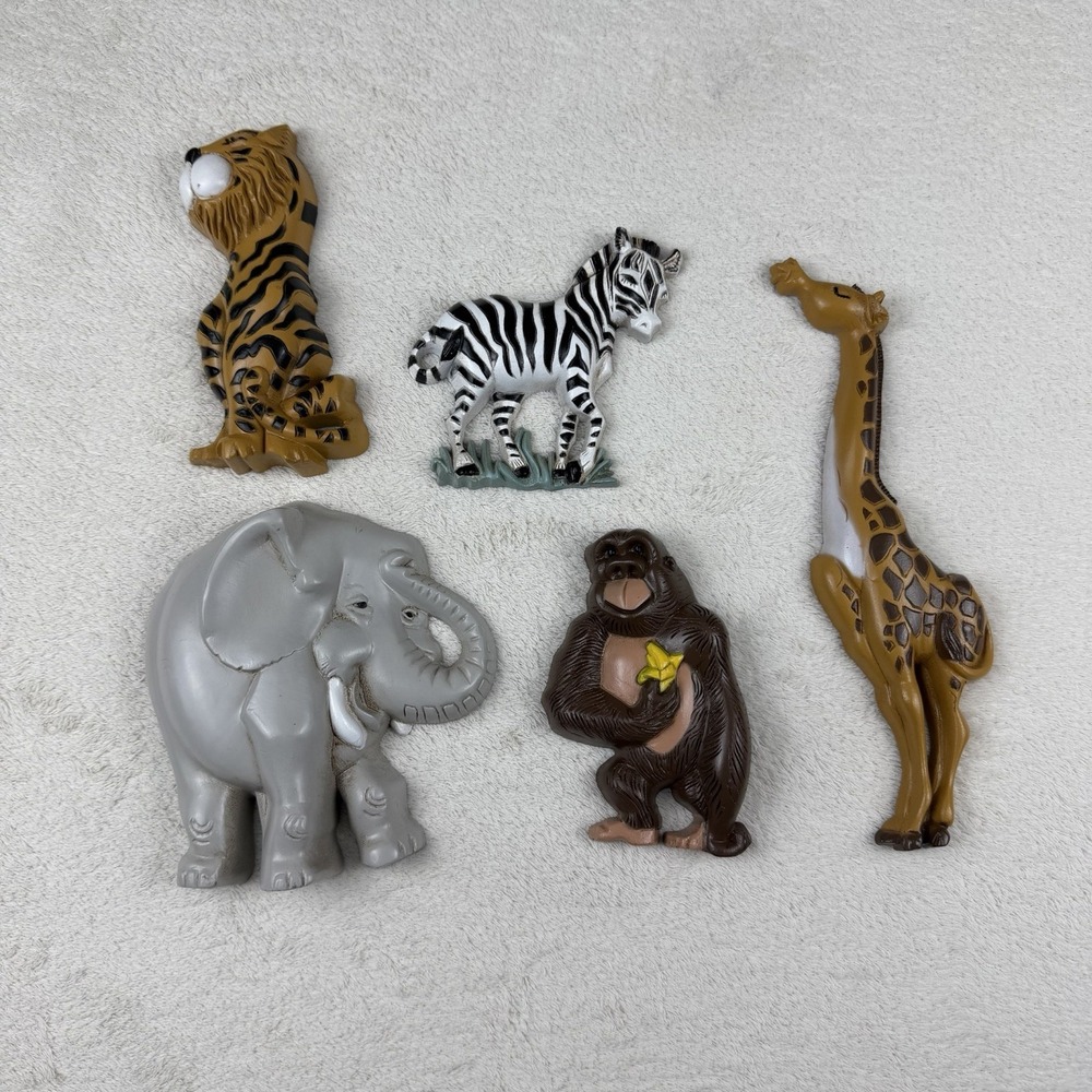Vintage Burwood Products Co Jungle Safari Animal Wall Art Lot- 90's Boho‎